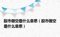 股市做空是什么意思（股市做空是什么意思）