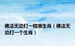 佛法无边打一精准生肖（佛法无边打一个生肖）
