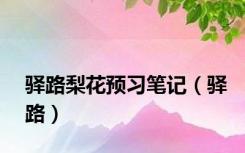 驿路梨花预习笔记（驿路）