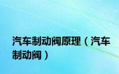 汽车制动阀原理（汽车制动阀）