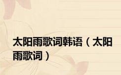 太阳雨歌词韩语（太阳雨歌词）