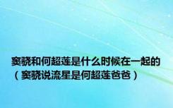窦骁和何超莲是什么时候在一起的（窦骁说流星是何超莲爸爸）