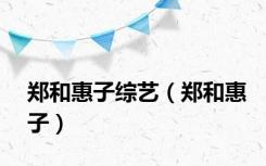 郑和惠子综艺（郑和惠子）