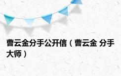 曹云金分手公开信（曹云金 分手大师）