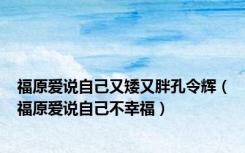 福原爱说自己又矮又胖孔令辉（福原爱说自己不幸福）