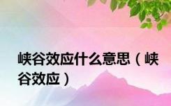 峡谷效应什么意思（峡谷效应）