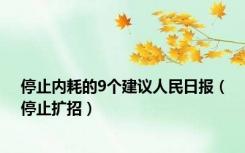 停止内耗的9个建议人民日报（停止扩招）
