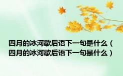 四月的冰河歇后语下一句是什么（四月的冰河歇后语下一句是什么）
