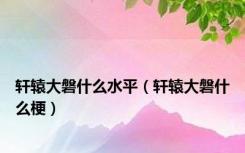 轩辕大磐什么水平（轩辕大磐什么梗）
