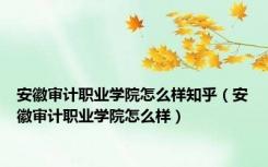 安徽审计职业学院怎么样知乎（安徽审计职业学院怎么样）