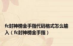 fc封神榜金手指代码格式怎么输入（fc封神榜金手指）