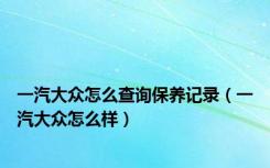 一汽大众怎么查询保养记录（一汽大众怎么样）