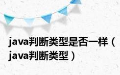 java判断类型是否一样（java判断类型）