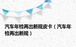 汽车年检再出新规皮卡（汽车年检再出新规）