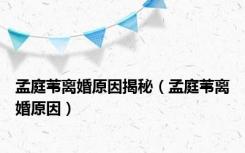 孟庭苇离婚原因揭秘（孟庭苇离婚原因）