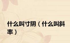 什么叫寸阴（什么叫斜率）