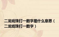 二龙戏珠打一数字是什么意思（二龙戏珠打一数字）