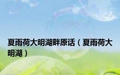 夏雨荷大明湖畔原话（夏雨荷大明湖）