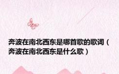 奔波在南北西东是哪首歌的歌词（奔波在南北西东是什么歌）