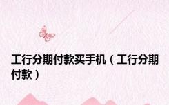 工行分期付款买手机（工行分期付款）
