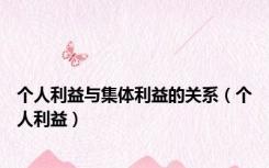 个人利益与集体利益的关系（个人利益）