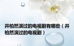 井柏然演过的电视剧有哪些（井柏然演过的电视剧）