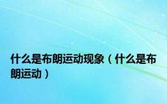 什么是布朗运动现象（什么是布朗运动）
