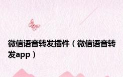 微信语音转发插件（微信语音转发app）