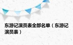 东游记演员表全部名单（东游记演员表）