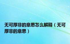 无可厚非的意思怎么解释（无可厚非的意思）