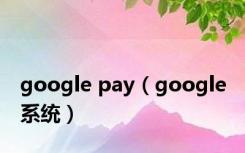 google pay（google 系统）