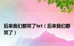 后来我们都哭了txt（后来我们都哭了）