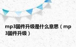 mp3固件升级是什么意思（mp3固件升级）