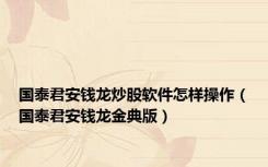 国泰君安钱龙炒股软件怎样操作（国泰君安钱龙金典版）