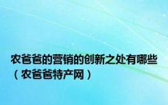 农爸爸的营销的创新之处有哪些（农爸爸特产网）