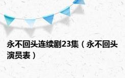 永不回头连续剧23集（永不回头演员表）