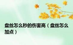 盘丝怎么秒的伤害高（盘丝怎么加点）