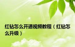 红钻怎么开通视频教程（红钻怎么升级）