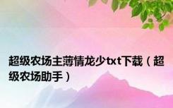 超级农场主薄情龙少txt下载（超级农场助手）