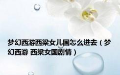 梦幻西游西梁女儿国怎么进去（梦幻西游 西梁女国剧情）