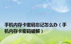 手机内存卡密码忘记怎么办（手机内存卡密码破解）
