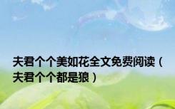 夫君个个美如花全文免费阅读（夫君个个都是狼）