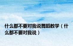 什么都不要对我说舞蹈教学（什么都不要对我说）