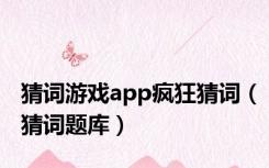 猜词游戏app疯狂猜词（猜词题库）