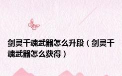 剑灵千魂武器怎么升段（剑灵千魂武器怎么获得）