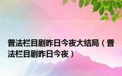 普法栏目剧昨日今夜大结局（普法栏目剧昨日今夜）