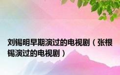 刘锡明早期演过的电视剧（张根锡演过的电视剧）