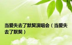 当爱失去了默契演唱会（当爱失去了默契）