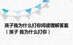 孩子我为什么打你阅读理解答案（孩子 我为什么打你）