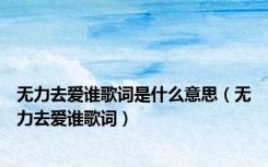 无力去爱谁歌词是什么意思（无力去爱谁歌词）